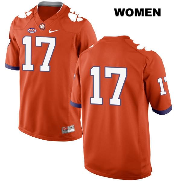 Women's Clemson Tigers #17 Justin Mascoll Stitched Orange Authentic Style 2 Nike No Name NCAA College Football Jersey TNQ7646RD